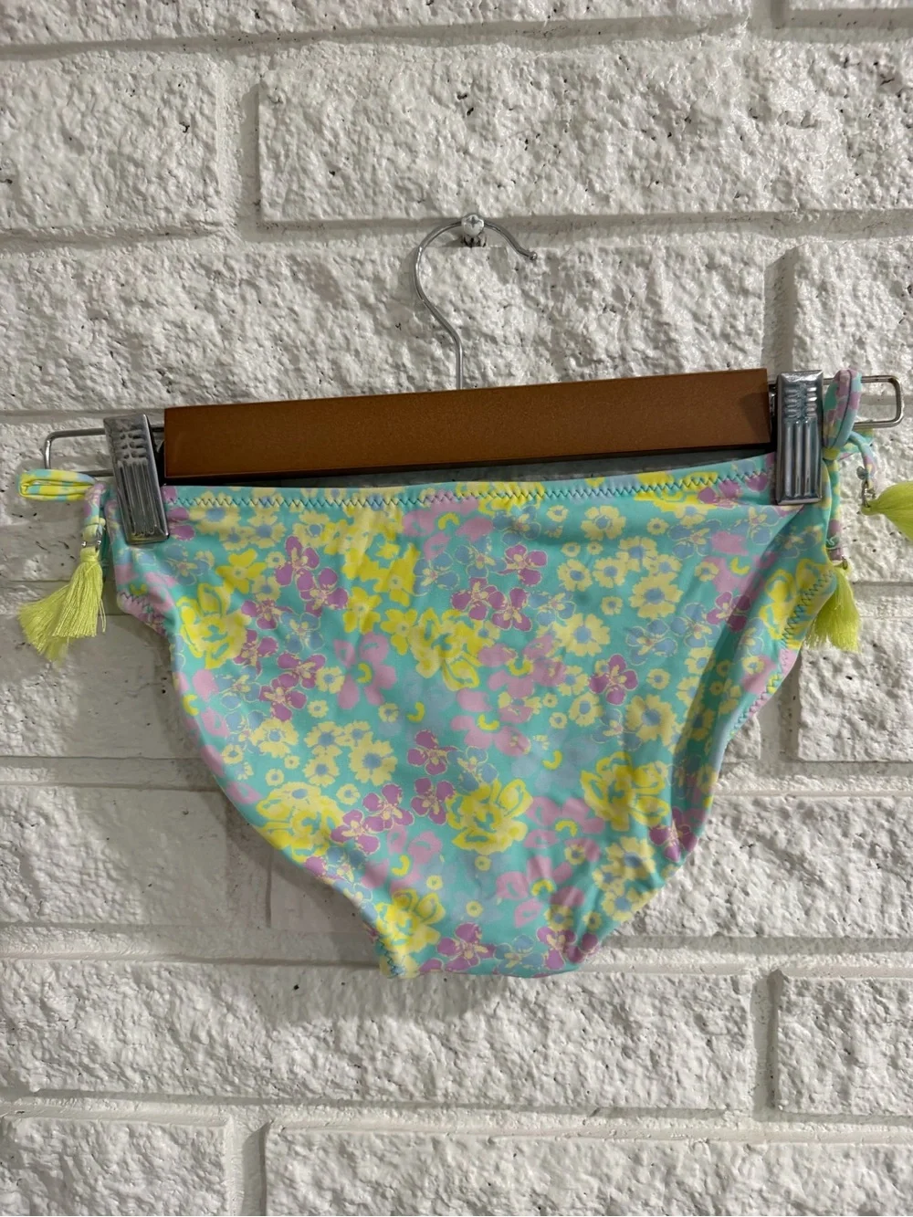 Shade Critters Crochet Floral Two-Piece Swim Set with Yellow Tassel Accents
